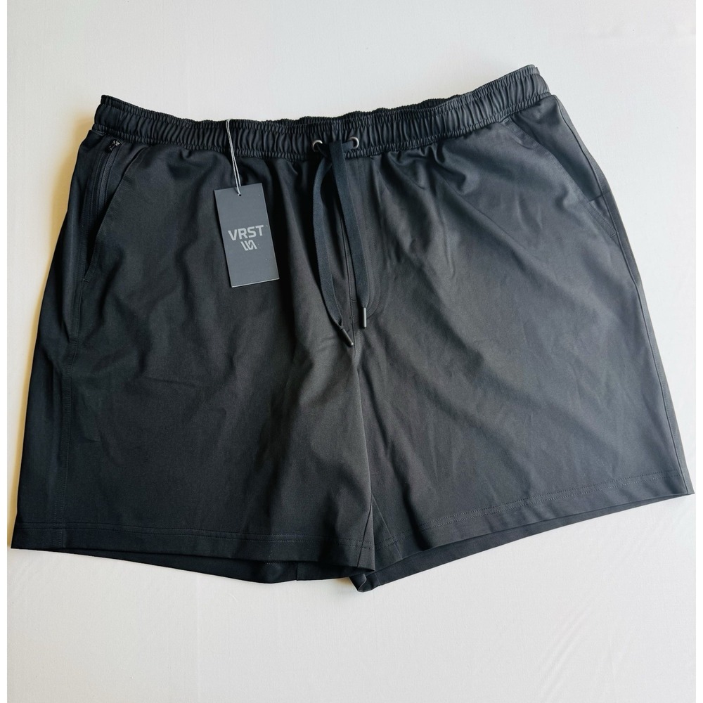 VRST Men All-In Unlined Athletic Shorts XXL Black NWT 7in Drawstring Gym Pocket